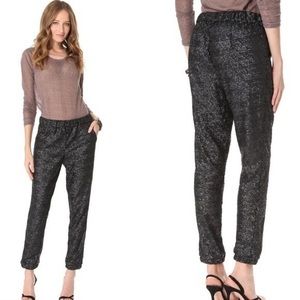 Free People matte black sequin party ankle pants